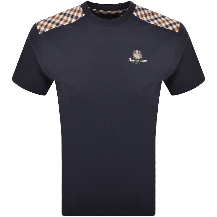 Image number 1 for Aquascutum Active Club Check T Shirt Navy