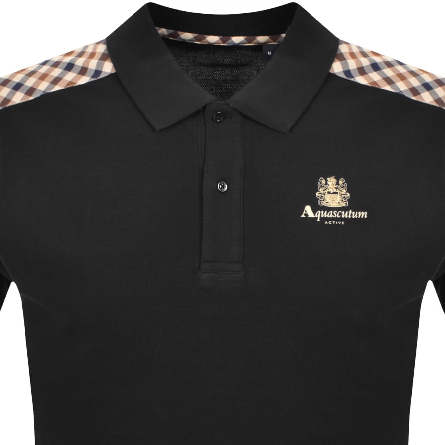 Image number 2 for Aquascutum Check Shoulder Polo Black