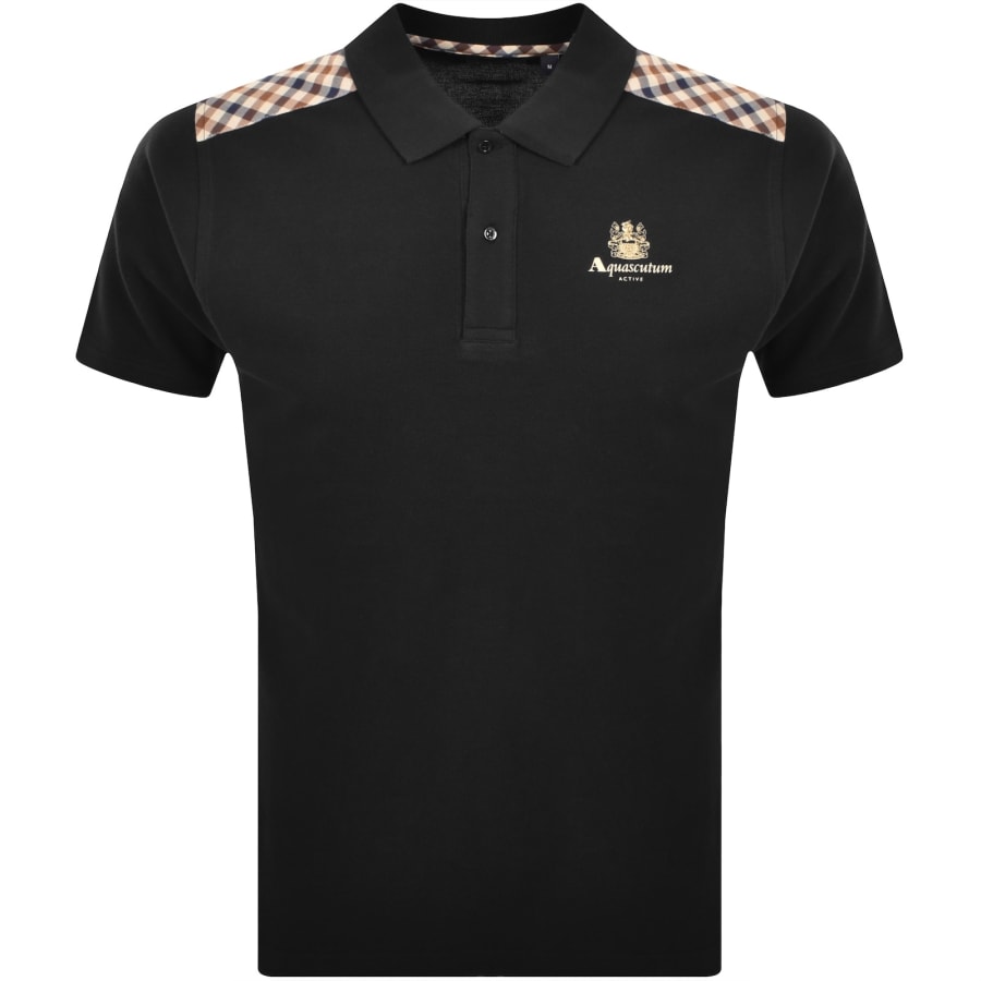 Image number 1 for Aquascutum Check Shoulder Polo Black