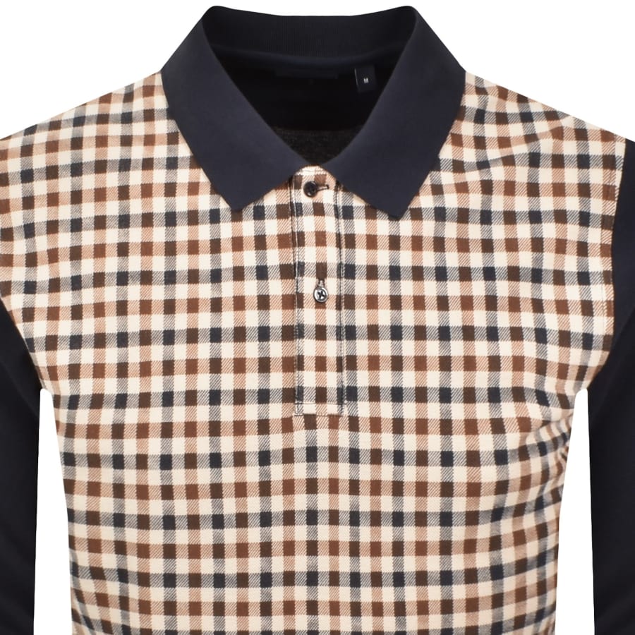 Image number 2 for Aquascutum Check Front Polo Navy