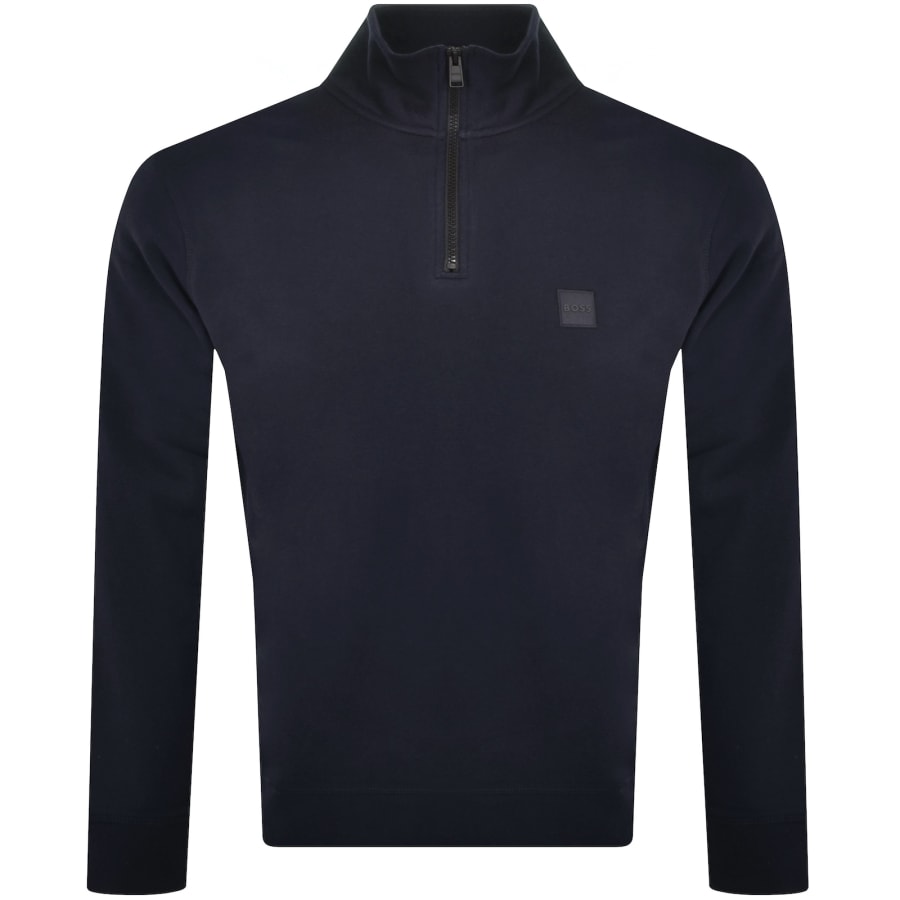 Image number 1 for BOSS Zetrust Quarter Zip Sweatshirt Navy