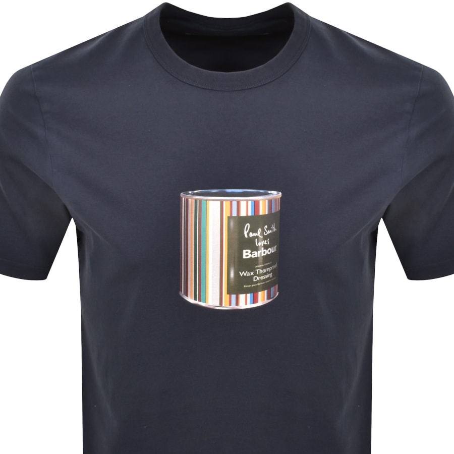 Image number 2 for Barbour X Paul Smith Wax Tin T Shirt Navy