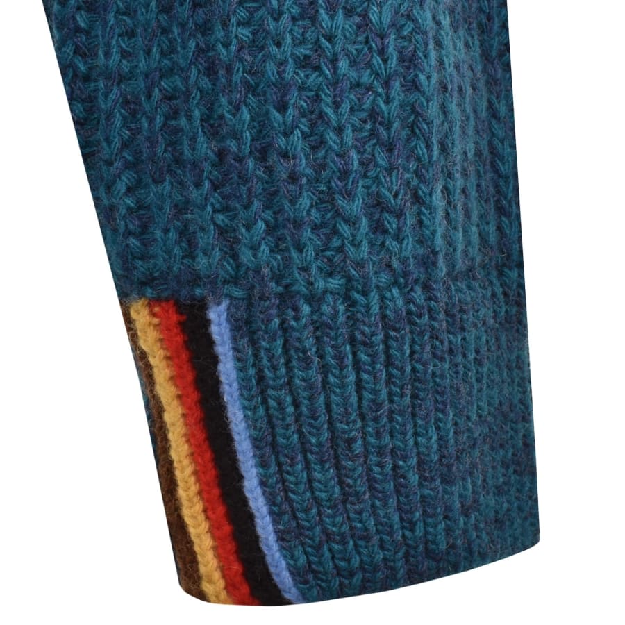 Image number 3 for Barbour X Paul Smith Saddle Knit Jumper Blue