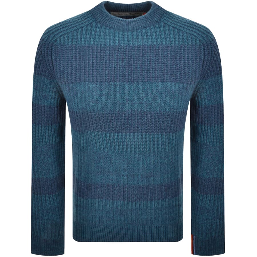 Image number 1 for Barbour X Paul Smith Saddle Knit Jumper Blue