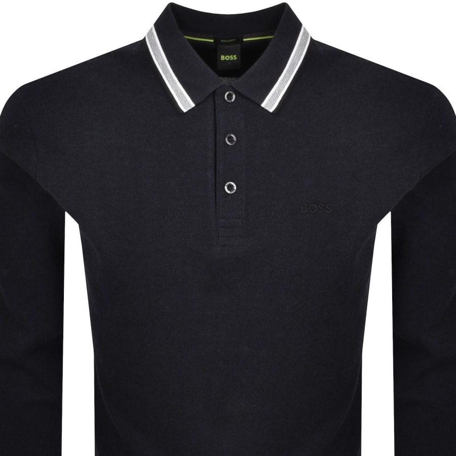 Image number 2 for BOSS Plisy Long Sleeve Polo Navy