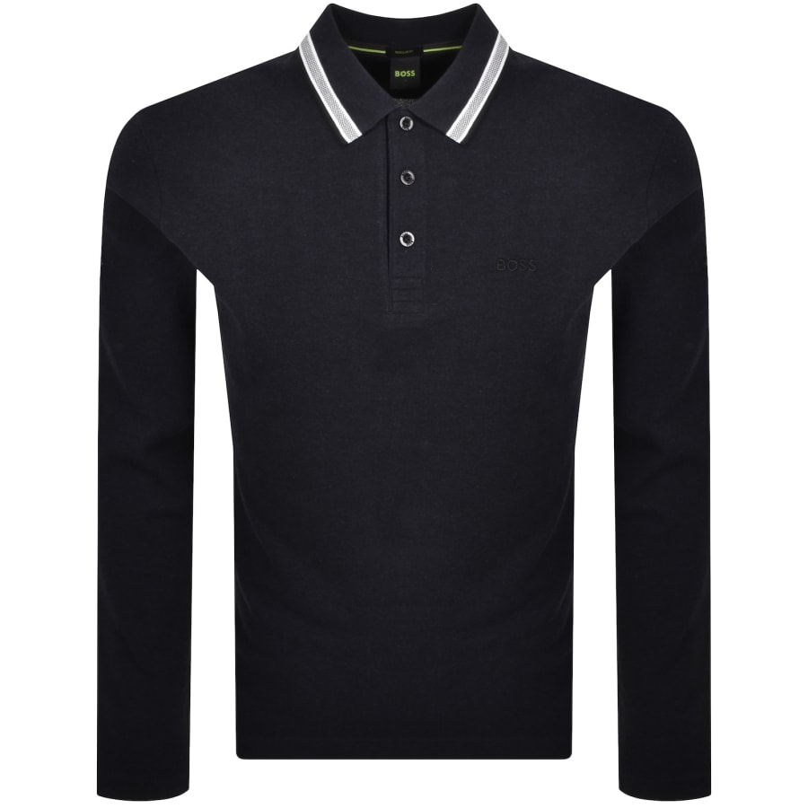 Image number 1 for BOSS Plisy Long Sleeve Polo Navy