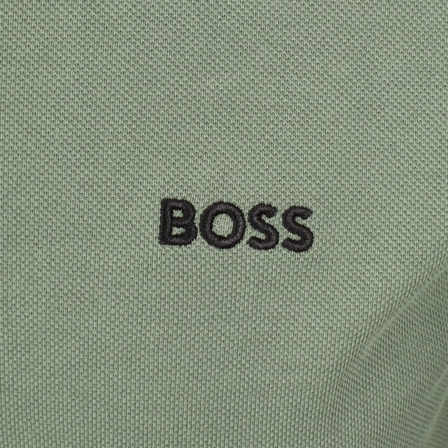 Image number 3 for BOSS Plisy Long Sleeve Polo Green