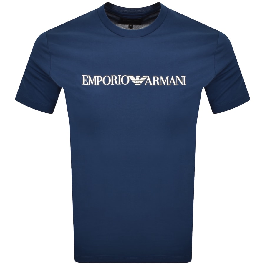 Image number 1 for Emporio Armani Crew Neck Logo T Shirt Blue Fancy