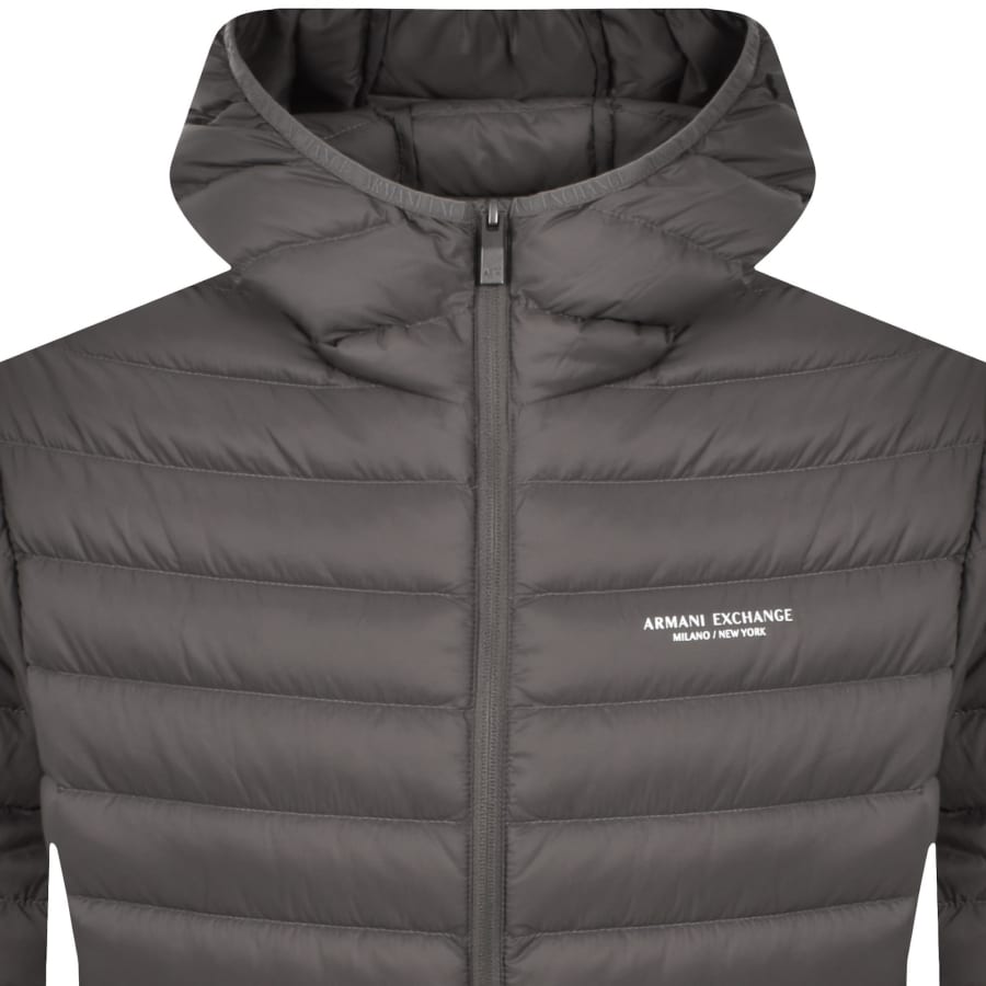 Image number 2 for Armani Exchange Hooded Down Jacket Grey