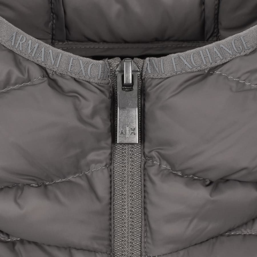 Image number 4 for Armani Exchange Hooded Down Jacket Grey
