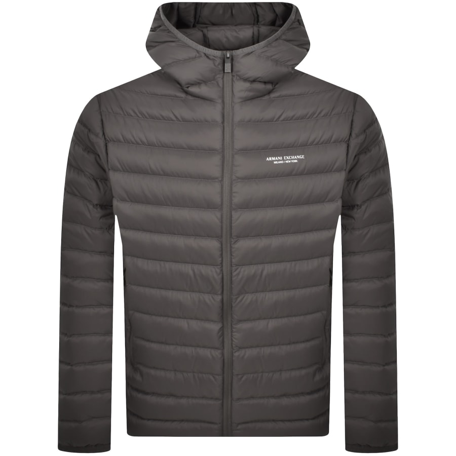Image number 1 for Armani Exchange Hooded Down Jacket Grey