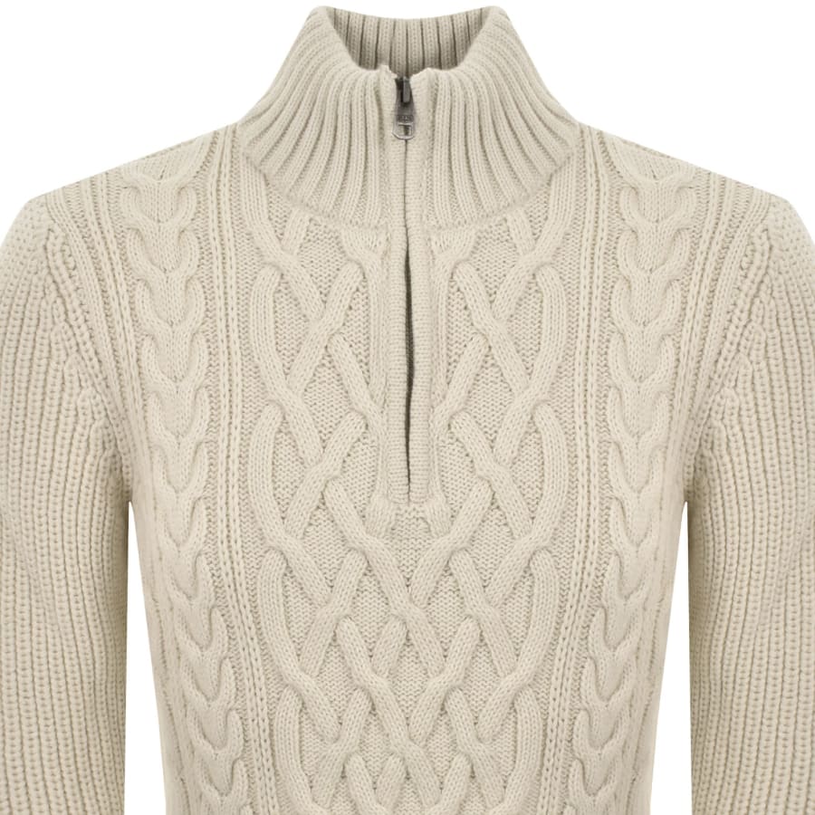 Image number 2 for Superdry Jacob Cable Knit Jumper Cream
