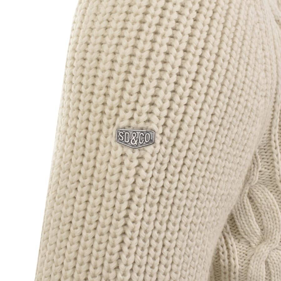 Image number 3 for Superdry Jacob Cable Knit Jumper Cream