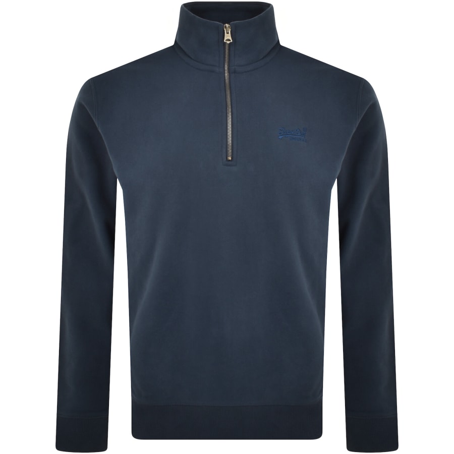 Image number 1 for Superdry Essential Logo Henley Sweatshirt Navy