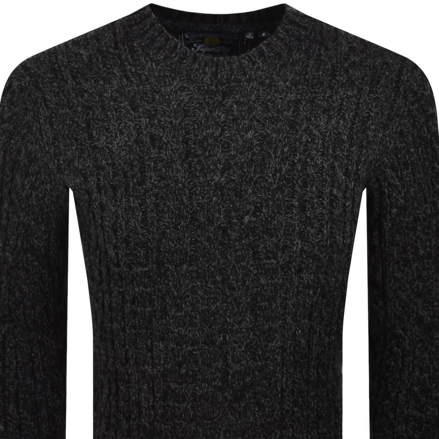 Image number 3 for Superdry Jacob Cable Knit Jumper Black