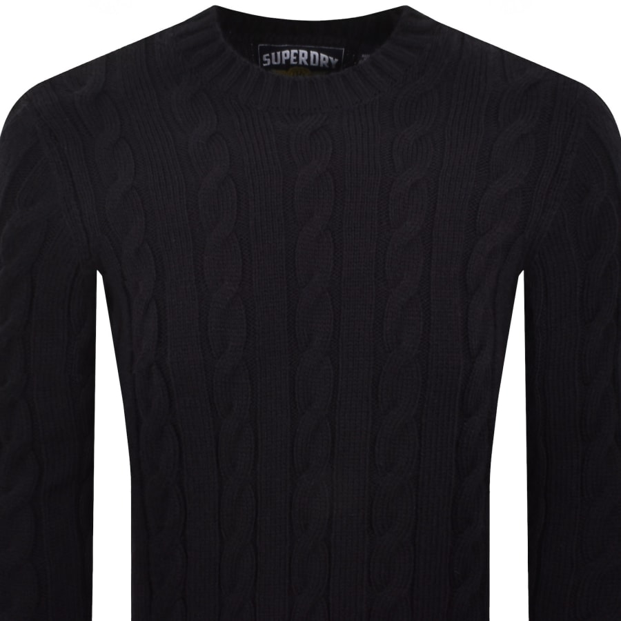Image number 3 for Superdry Jacob Cable Knit Jumper Navy