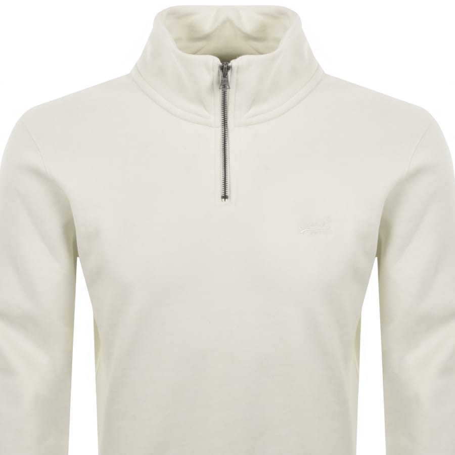Image number 2 for Superdry Logo Henley Sweatshirt Off White