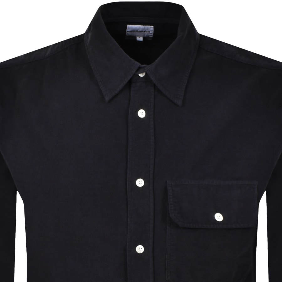 Image number 2 for Norse Projects Algot Micro Cord Shirt Navy
