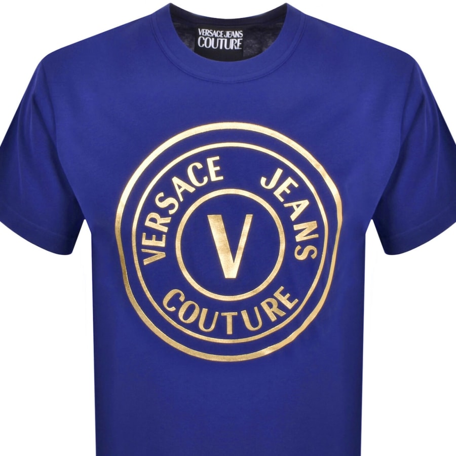 Image number 2 for Versace Jeans Couture Foil Logo T Shirt Blue
