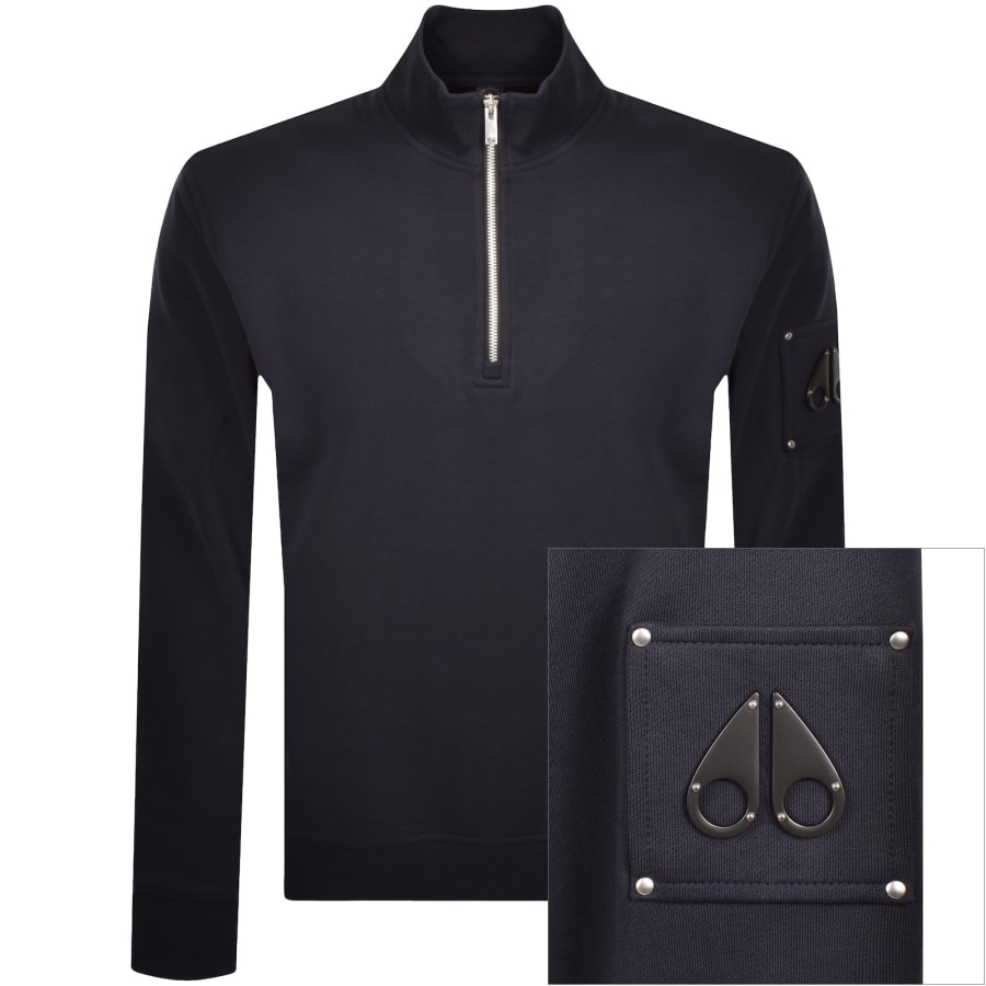 Image number 1 for Moose Knuckles Hartsfield QZ Sweatshirt Navy