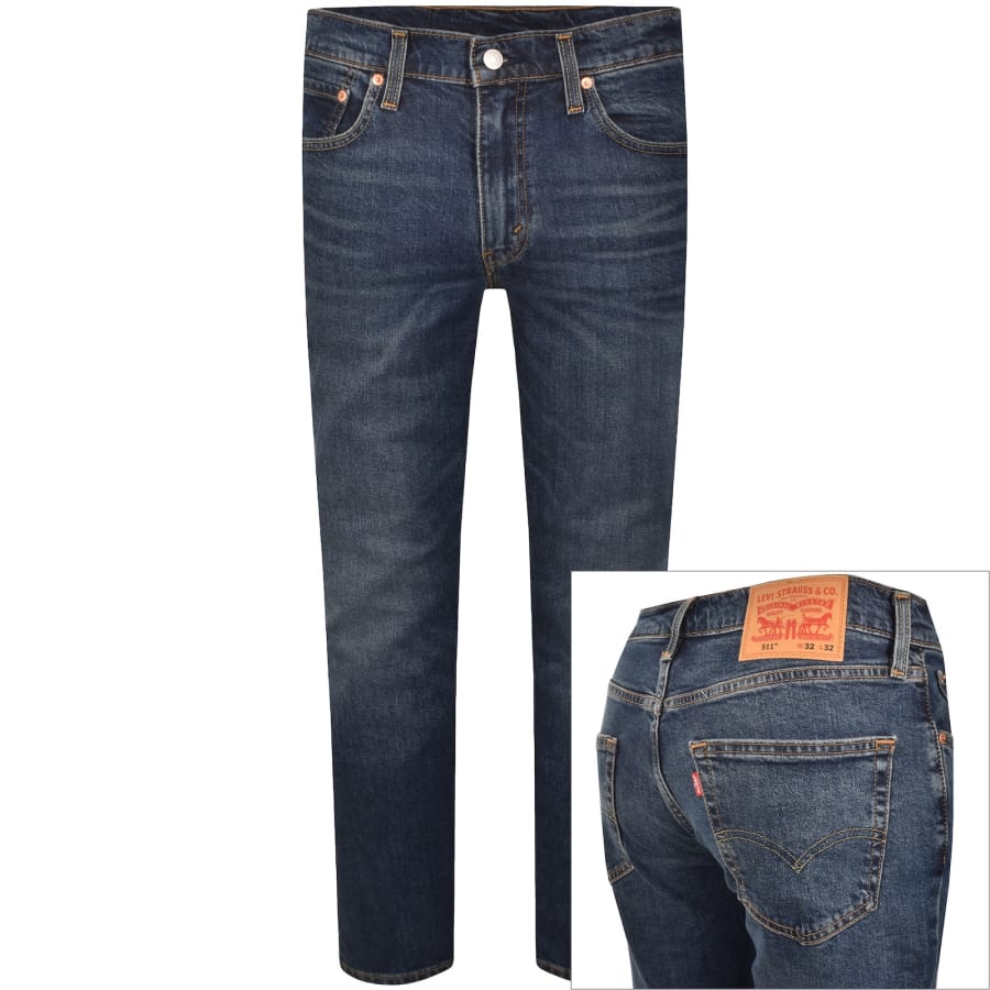 Image number 1 for Levis 511 Slim Fit Stretch Jeans Mid Wash Blue