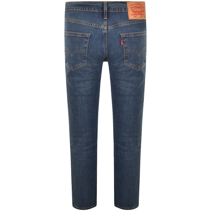 Image number 3 for Levis 511 Slim Fit Stretch Jeans Mid Wash Blue