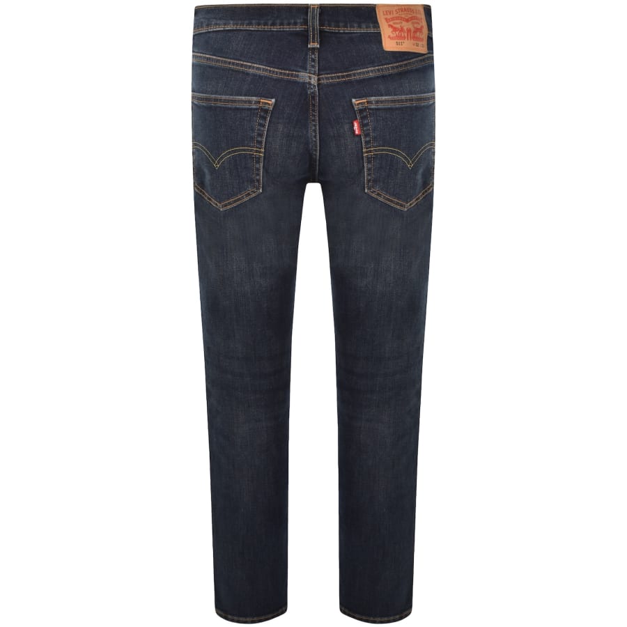 Image number 3 for Levis 511 Slim Fit Stretch Jeans Dark Wash Blue