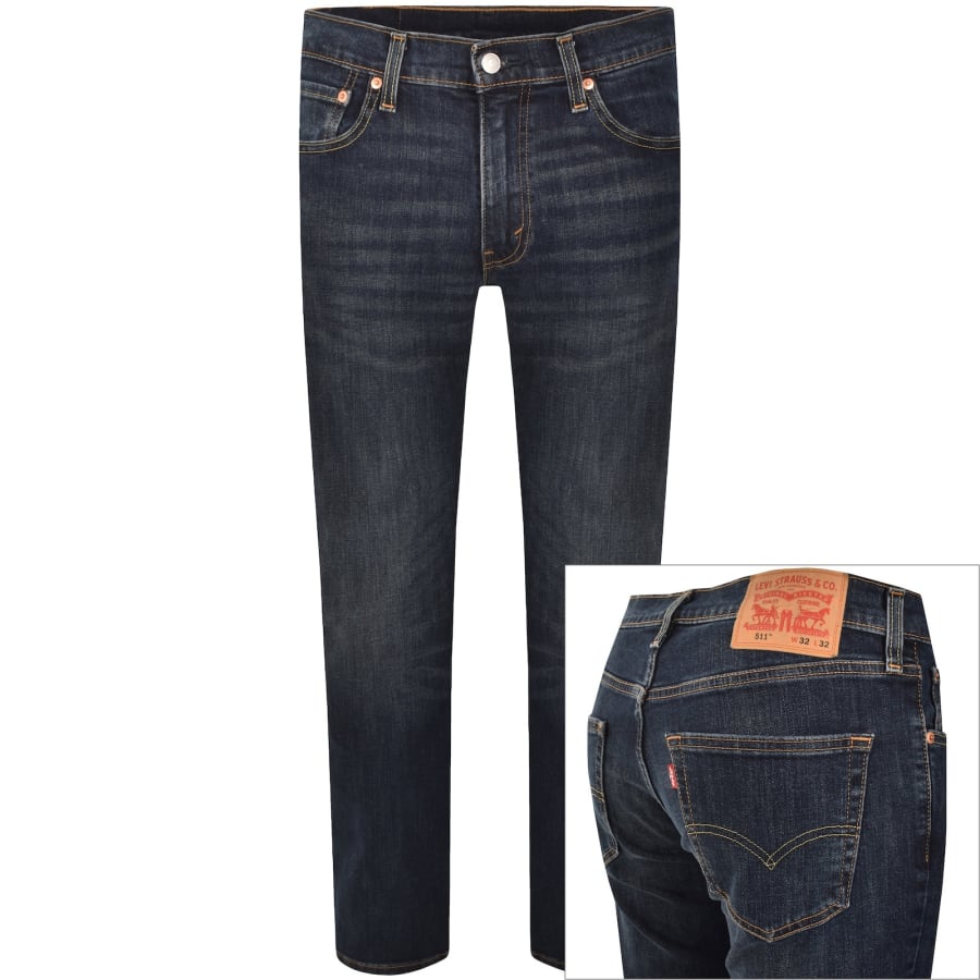 Image number 1 for Levis 511 Slim Fit Stretch Jeans Dark Wash Blue