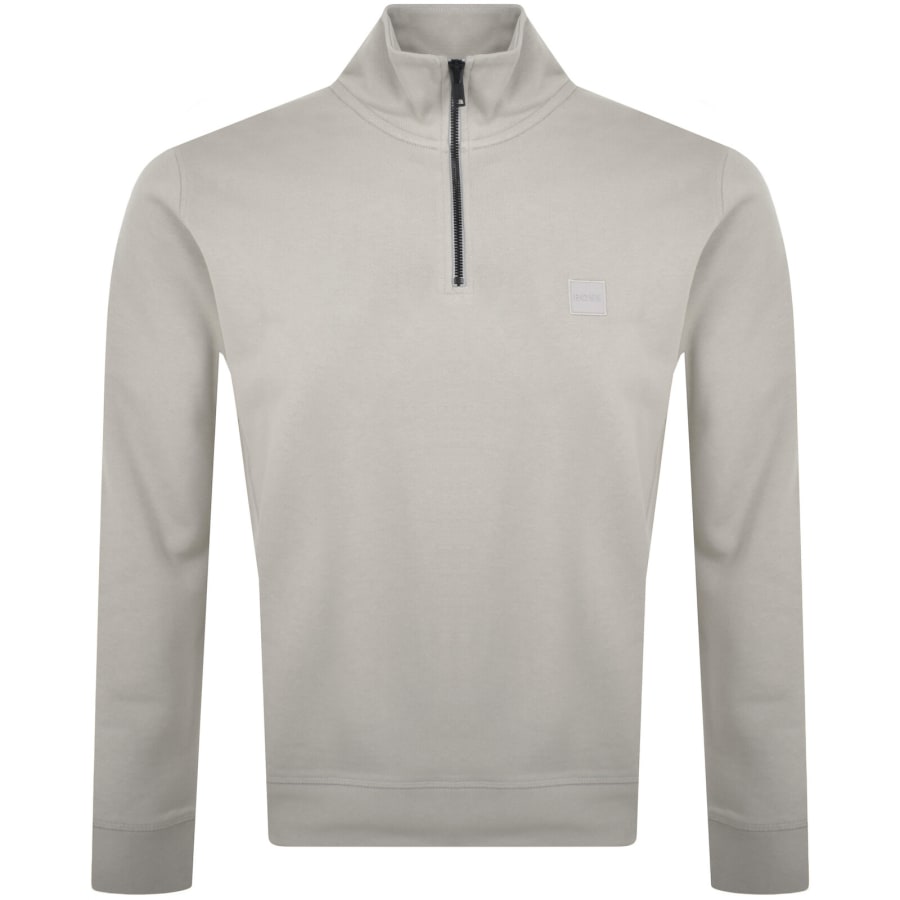 Image number 1 for BOSS Zetrust Quarter Zip Sweatshirt Beige