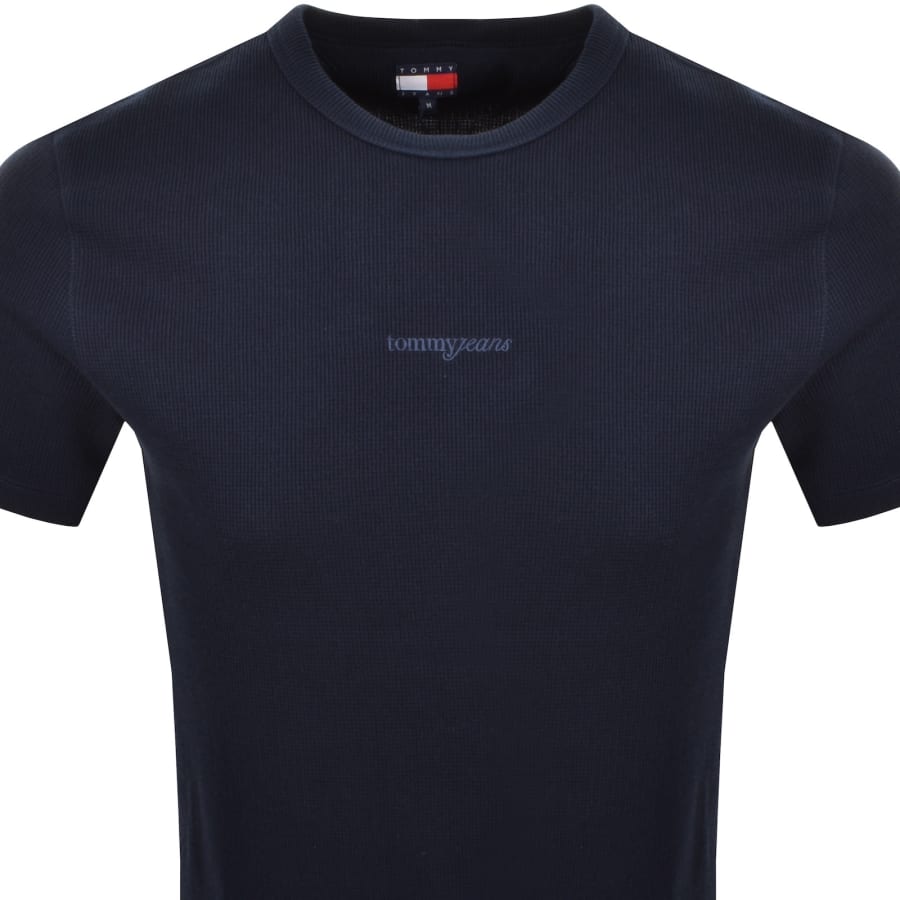 Image number 2 for Tommy Jeans Slim Waffle T Shirt Navy