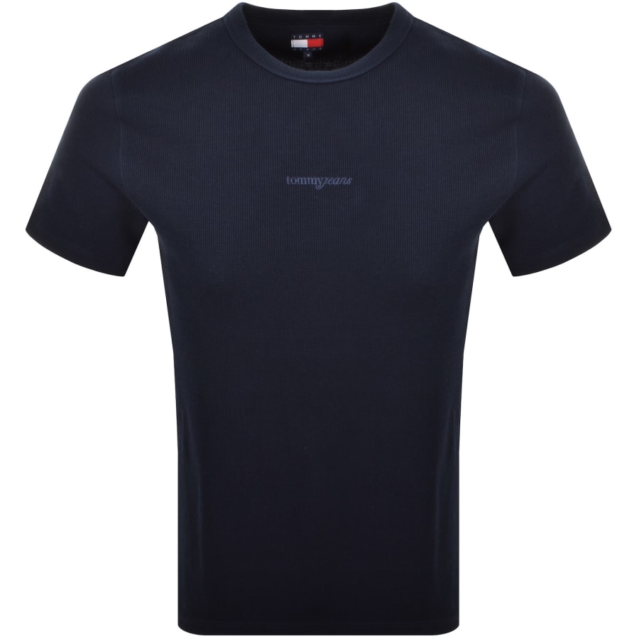 Image number 1 for Tommy Jeans Slim Waffle T Shirt Navy