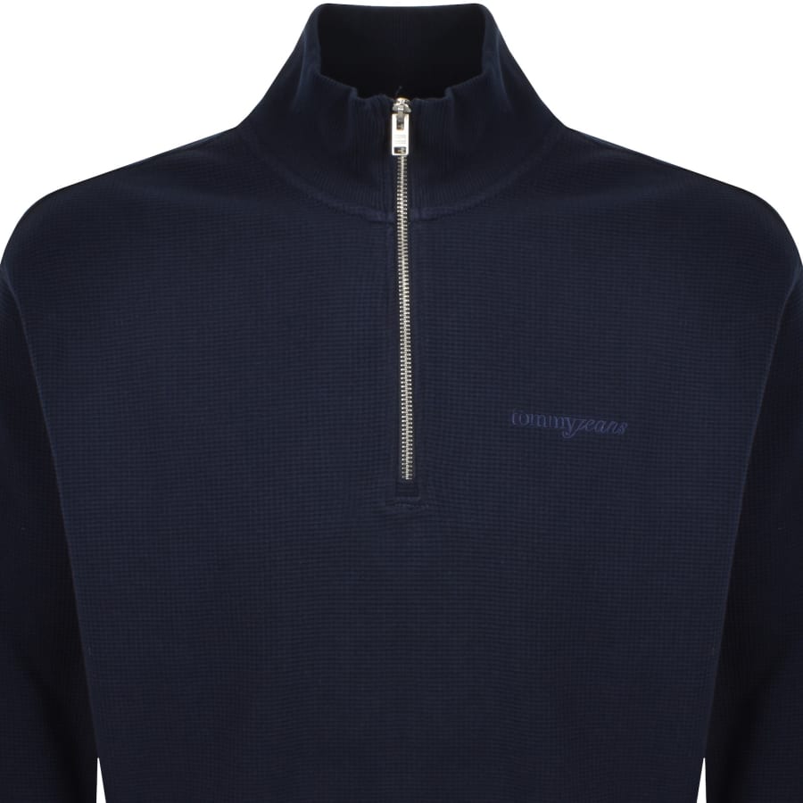 Image number 2 for Tommy Jeans Flag Quarter Zip Sweatshirt Navy