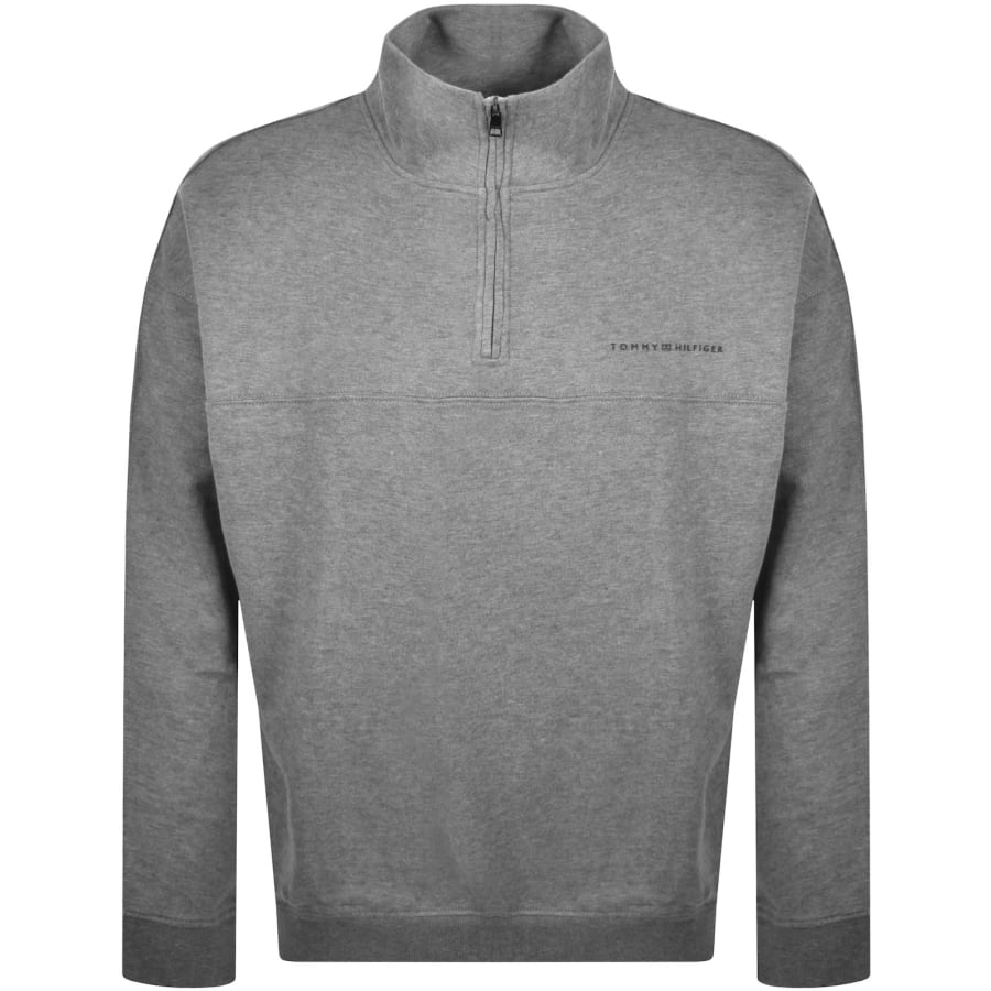 Image number 1 for Tommy Hilfiger Lounge Half Zip Sweatshirt Grey