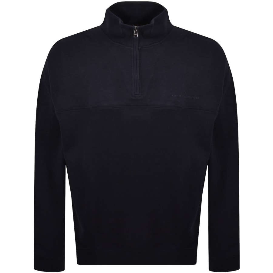 Image number 1 for Tommy Hilfiger Lounge Half Zip Sweatshirt Navy