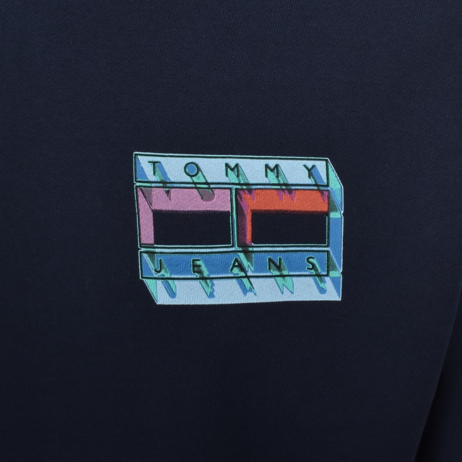 Image number 4 for Tommy Jeans Essential Flag Logo Hoodie Navy
