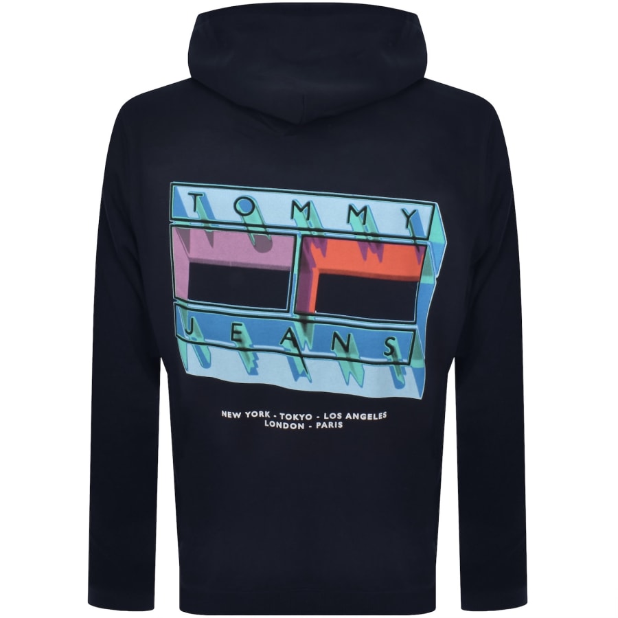Image number 5 for Tommy Jeans Essential Flag Logo Hoodie Navy