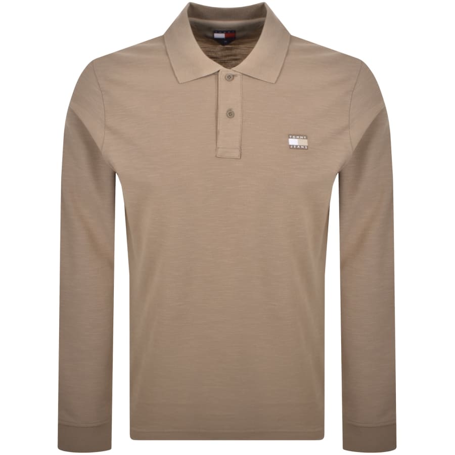 Image number 1 for Tommy Jeans Badge Polo T Shirt Beige