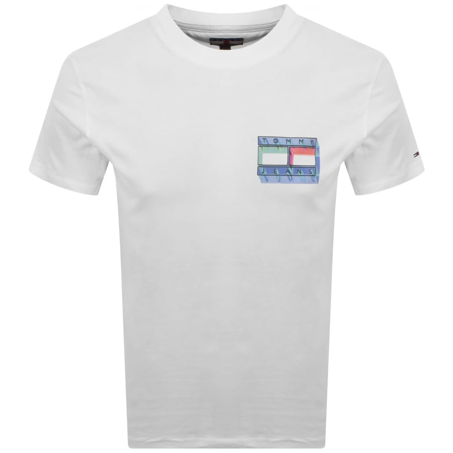 Image number 2 for Tommy Jeans DNA Flag Graphic T Shirt Ecru