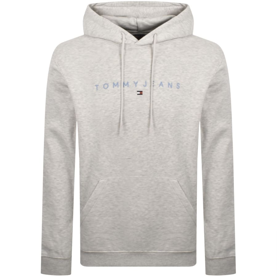Image number 1 for Tommy Jeans Linear Flag Logo Hoodie Grey