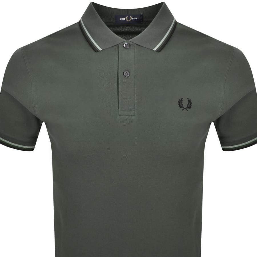 Image number 2 for Fred Perry Twin Tipped Polo Field Green