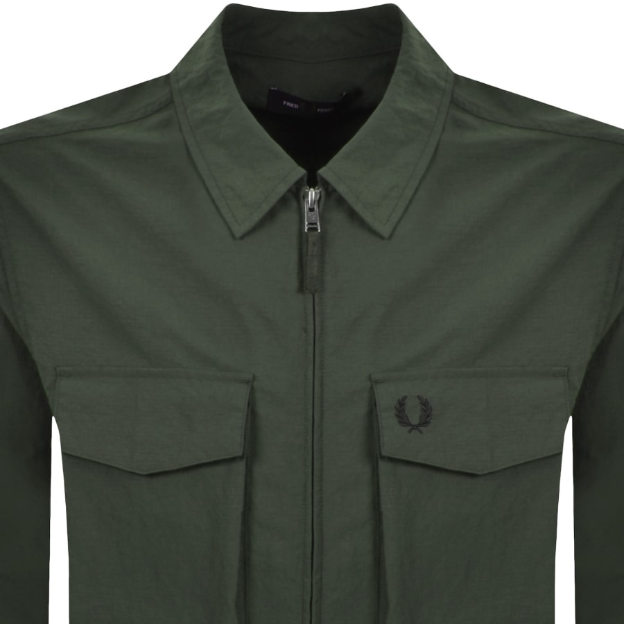 Image number 2 for Fred Perry Ripstop Pocket Overshirt Green
