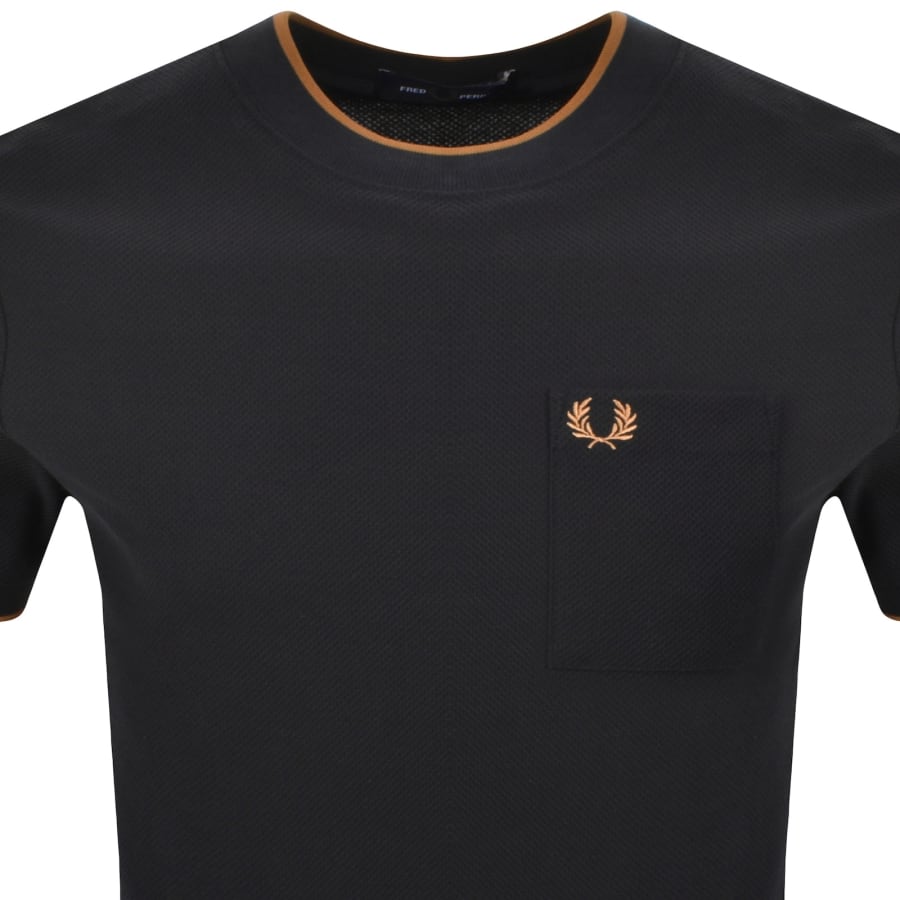 Image number 2 for Fred Perry Pocket Detail Pique T Shirt Black