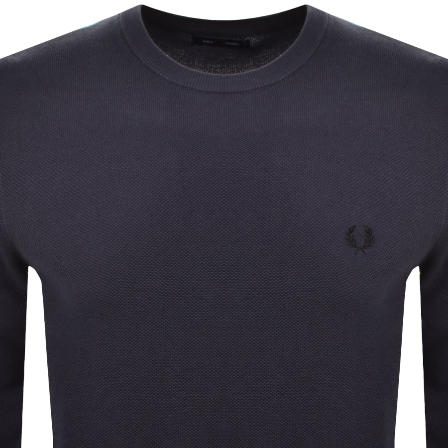Image number 2 for Fred Perry Pique Stitch Jumper Navy