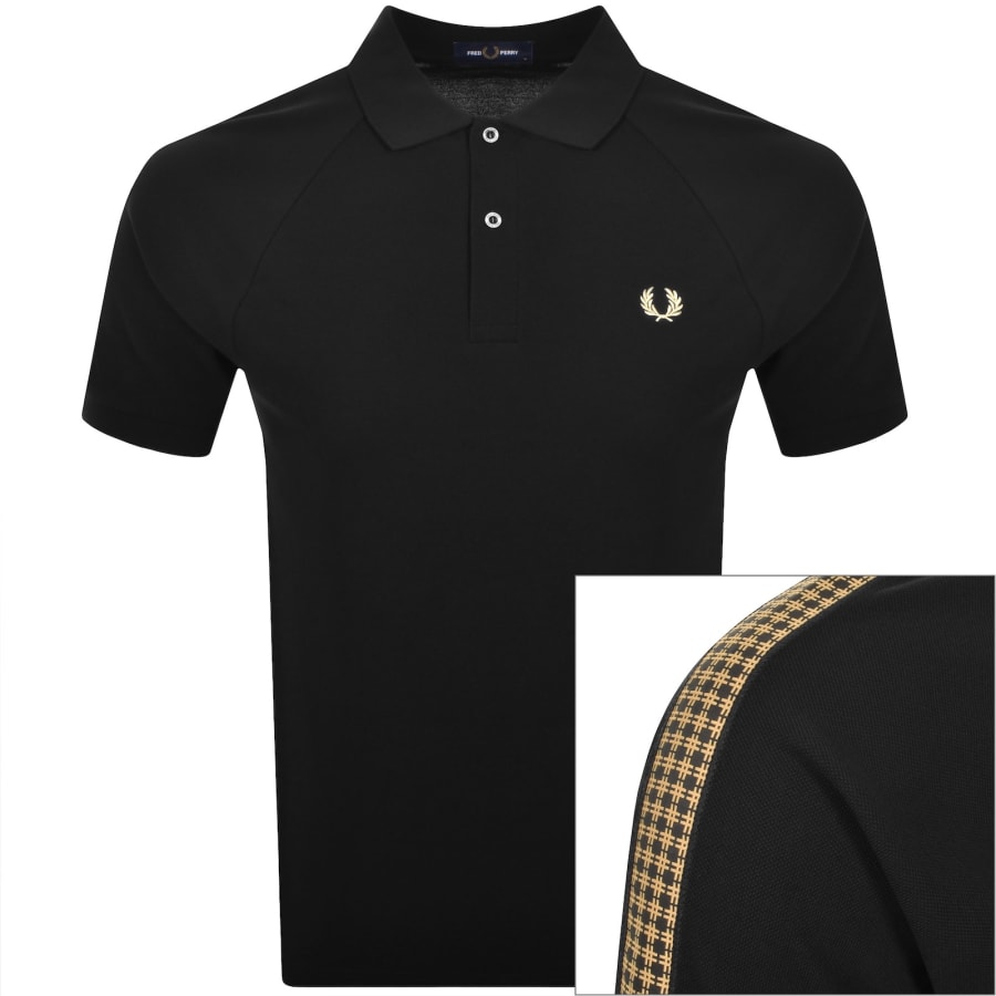 Image number 1 for Fred Perry Tape Polo T Shirt Black
