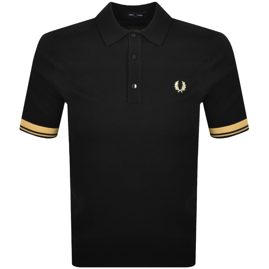 Image number 1 for Fred Perry Tipped Knit Polo T Shirt Black