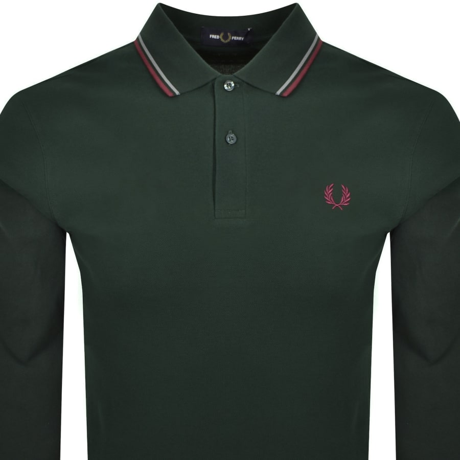 Image number 2 for Fred Perry Long Sleeved Polo T Shirt Green