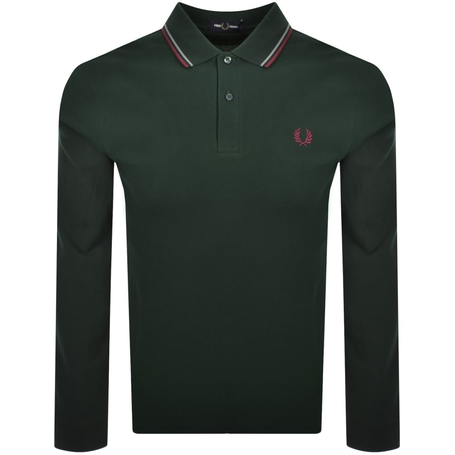 Image number 1 for Fred Perry Long Sleeved Polo T Shirt Green