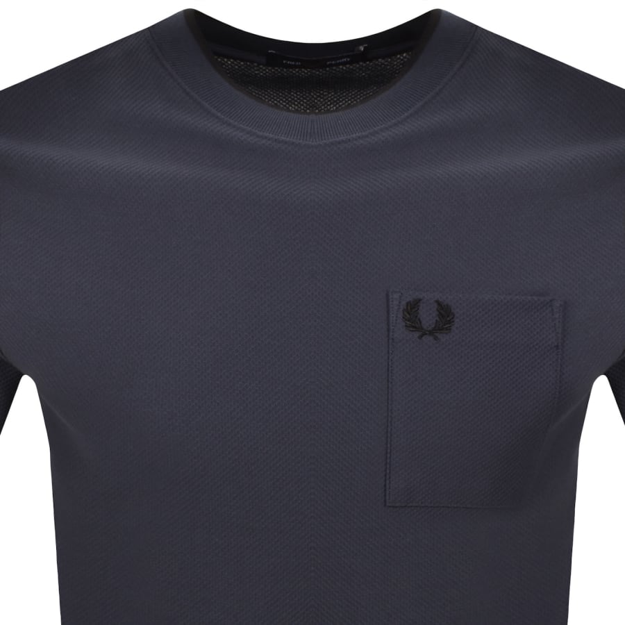 Image number 2 for Fred Perry Pocket Detail Pique T Shirt Navy