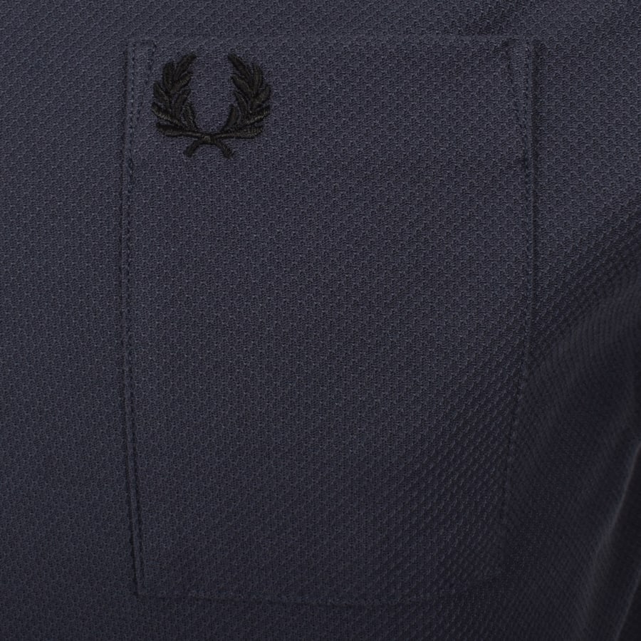 Image number 3 for Fred Perry Pocket Detail Pique T Shirt Navy