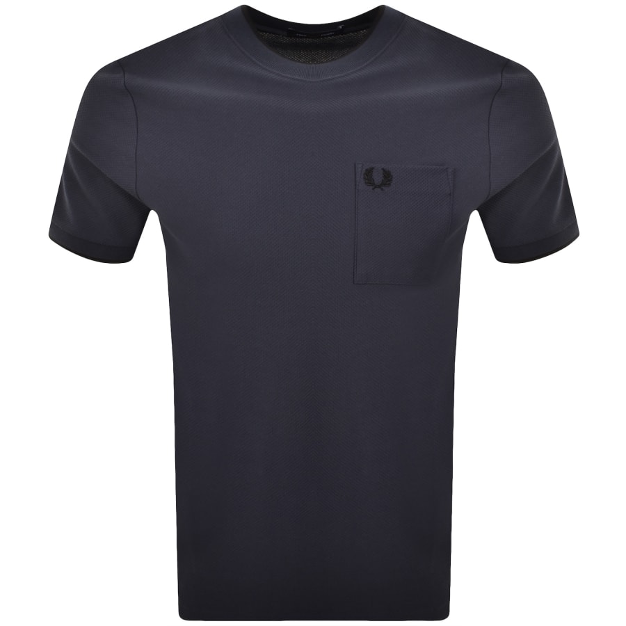 Image number 1 for Fred Perry Pocket Detail Pique T Shirt Navy